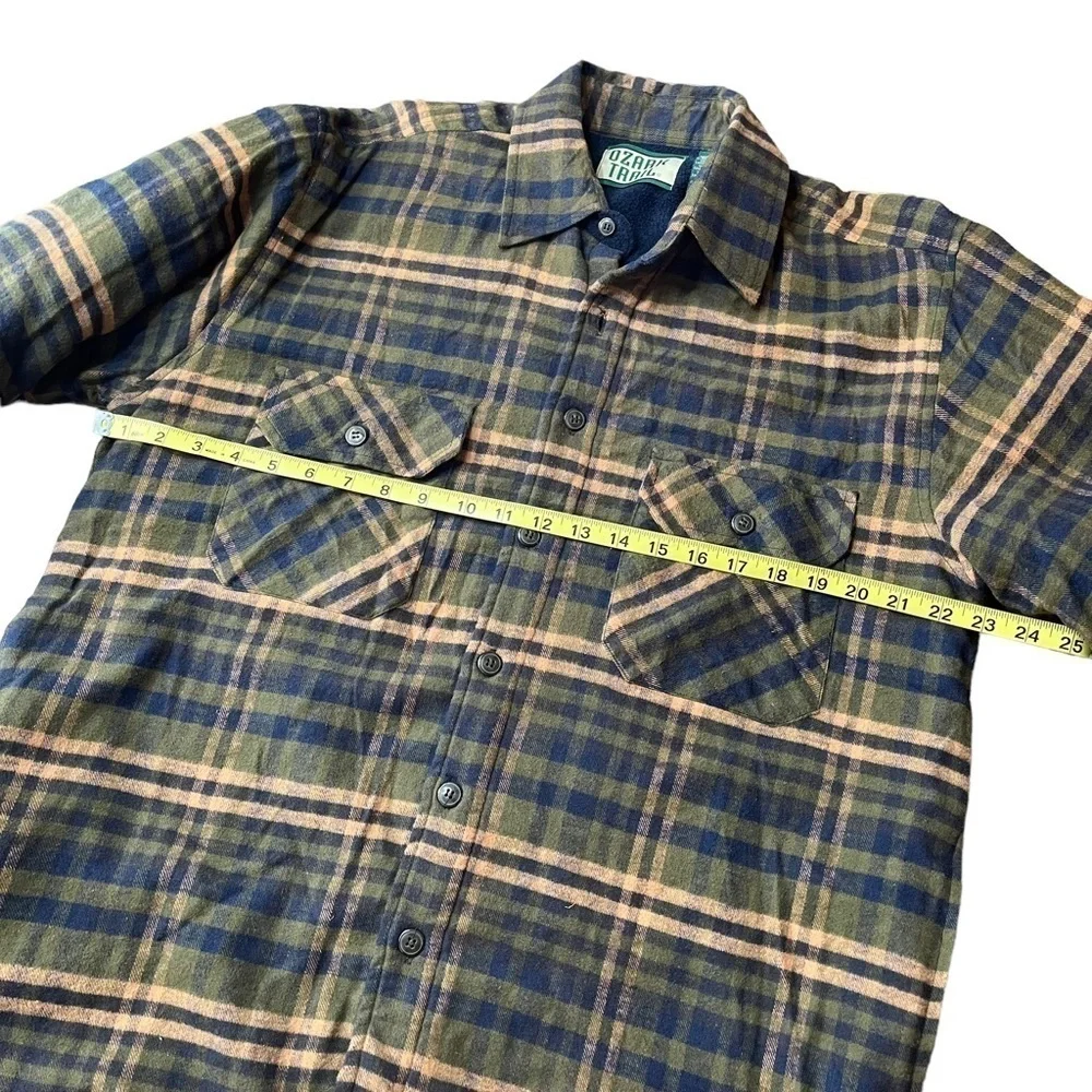 Vintage Ozark Trail Shacket Medium Flannel Coat New Blue Brown Fleece Jacket